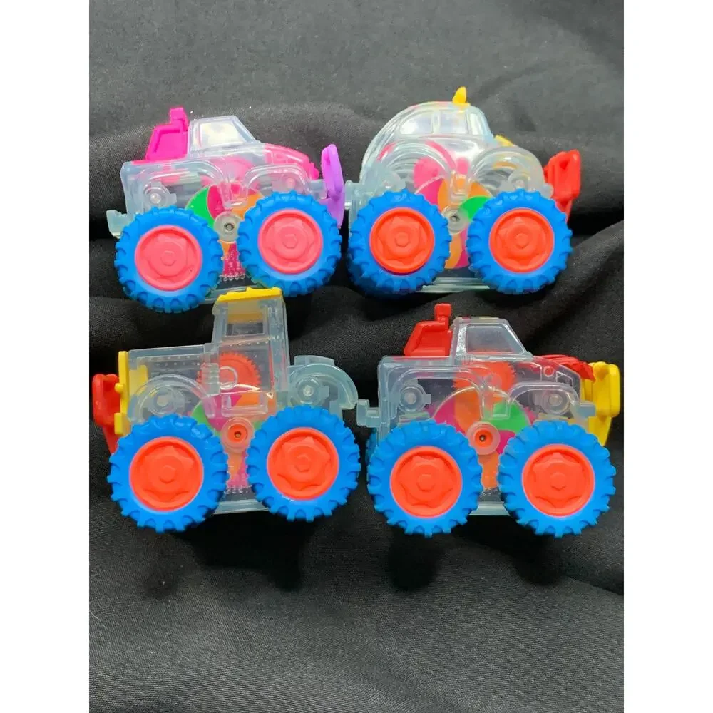 1997 Subway Clear Gears Lot 4 Vintage Kids Meal Toys Goin Buggy Tromper Truck